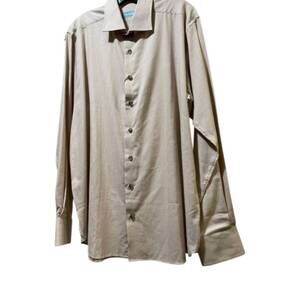 NEW COMMON THREADS men's casual long sleeve button up shirt in beige